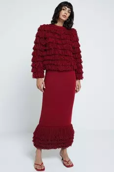 Джемпер с бахромой River Island, красный