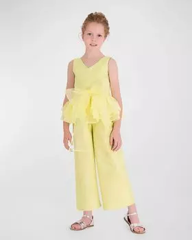 Джемпер с баской и бантом для девочек Aloha, размер 3T-10 Mama Luma, цвет Green