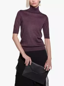 Джемпер с блестящим вырезом горловины и коротким рукавом SISLEY, фиолетовый