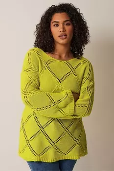 Джемпер с бриллиантами-пуантелями Evans, зеленый