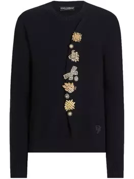 Джемпер с брошью Dolce & Gabbana, синий