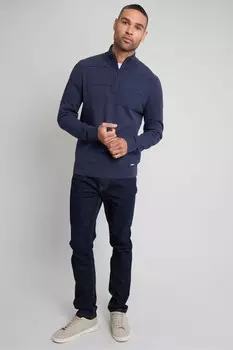 Джемпер с четвертной молнией и фактурной полоской Threadbare, синий