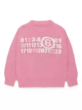 Джемпер с цифрами MM6 Maison Margiela Kids, розовый