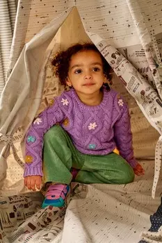 Джемпер с цветочной вышивкой и косами Jojo Maman Bb, фиолетовый