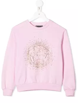 Джемпер с декорированным логотипом Versace Kids, розовый