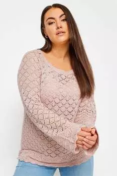 Джемпер с деталями крючком Yours, розовый