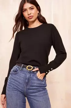 Джемпер с длинными рукавами и круглым вырезом Friends Like These, черный