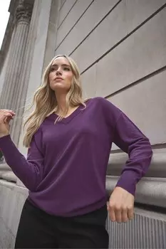 Джемпер с длинными рукавами и V образным вырезом Long Tall Sally, фиолетовый