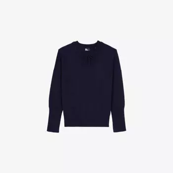 Джемпер с длинными рукавами из эластичной кашемировой смеси, украшенный бантом The Kooples, синий