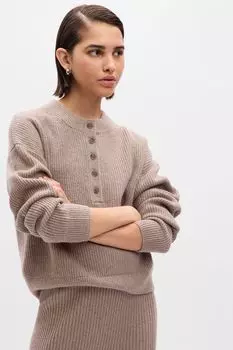Джемпер с длинными рукавами Soft Touch Henley Gap, коричневый
