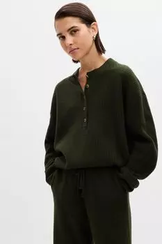 Джемпер с длинными рукавами Soft Touch Henley Gap, зеленый