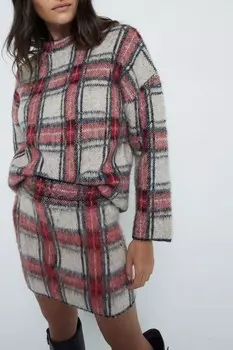 Джемпер с длинными рукавами в клетку тартан River Island, красный
