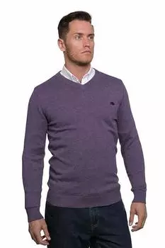 Джемпер с фирменным V-образным вырезом Raging Bull, фиолетовый