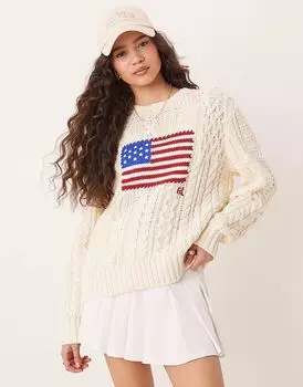 Джемпер с флагом Polo Ralph Lauren в кремовом цвете