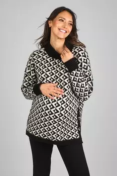Джемпер с геометрическим вырезом и воротником стойкой для беременных и кормящих мам Jojo Maman Bb, черный