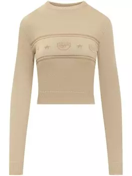 Джемпер с интарсией в виде глаза Chiara Ferragni, нейтральный цвет