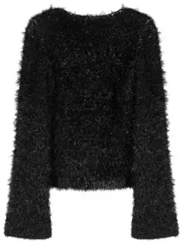 Джемпер с искусственным мехом и открытой спиной VICTORIA BECKHAM, черный