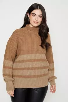 Джемпер с изогнутыми полосками Dorothy Perkins, бежевый