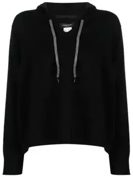 Джемпер с капюшоном и V-образным вырезом Fabiana Filippi, черный