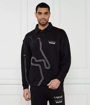 Джемпер с капюшоном Relaxed fit Hugo, черный