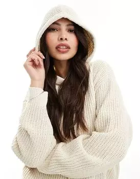 Джемпер с капюшоном в крупную резинку кремового цвета Vero Moda
