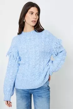 Джемпер с кисточками из витой пряжи Another Sunday, синий