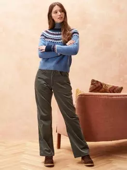 Джемпер с кокеткой Fairisle из сверхмягкой овечьей шерсти Brora, шамбре