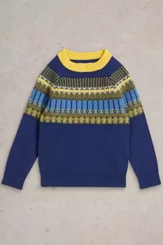 Джемпер с кокеткой в стиле Фэйр Айл White Stuff, синий