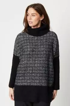 Джемпер с контрастным воротником и люрексом Debenhams, черный