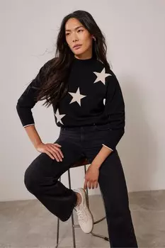 Джемпер с контрастными звездами Mint Velvet, черный