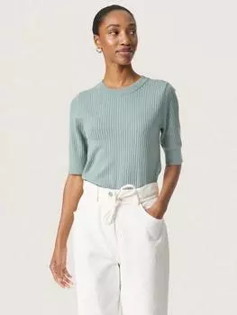 Джемпер с коротким рукавом из спицевого трикотажа Soaked In Luxury, цвет Silver Blue