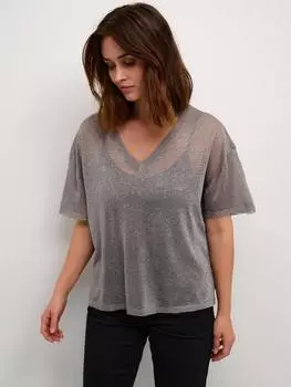 Джемпер с коротким рукавом julia glitter KAFFE, цвет Steeple Gray