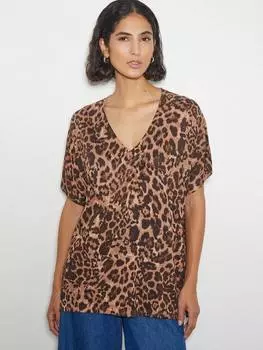 Джемпер с коротким рукавом с леопардовым принтом archi Monsoon, коричневый/разноцветный