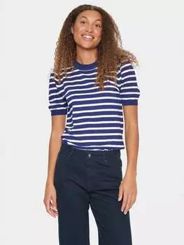 Джемпер с коротким рукавом в полоску от mila Saint Tropez, синий/белый