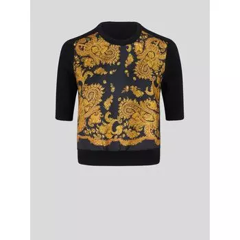 ДЖЕМПЕР С КОРОТКИМИ РУКАВАМИ И ШЕЛКОВЫМИ ВСТАВКАМИ ETRO, черный