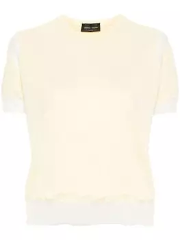 Джемпер с короткими рукавами и сетчатыми вставками от Roberto Collina, желтый