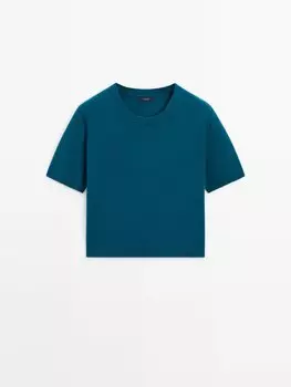 Джемпер с короткими рукавами Massimo Dutti, зелеый