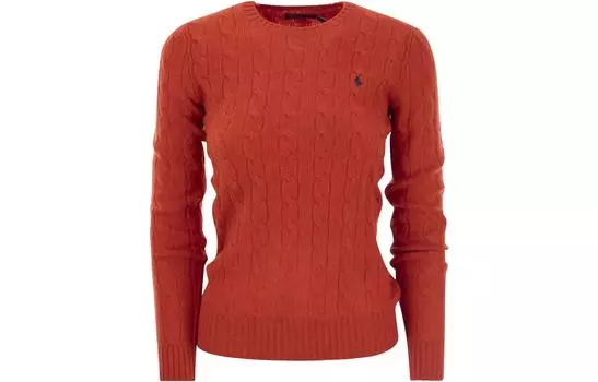 Джемпер с косами и вышивкой «Пони» Polo Ralph Lauren, красный