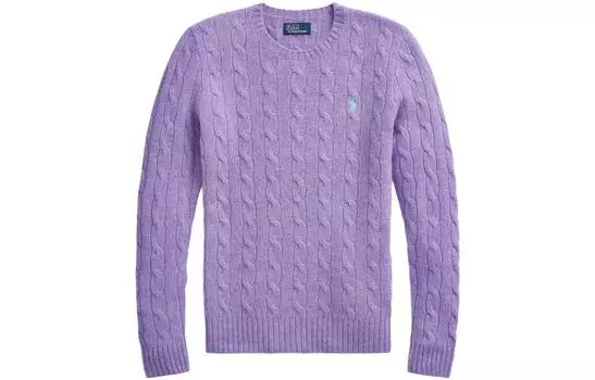 Джемпер с косами и вышивкой «Пони» Polo Ralph Lauren, фиолетовый