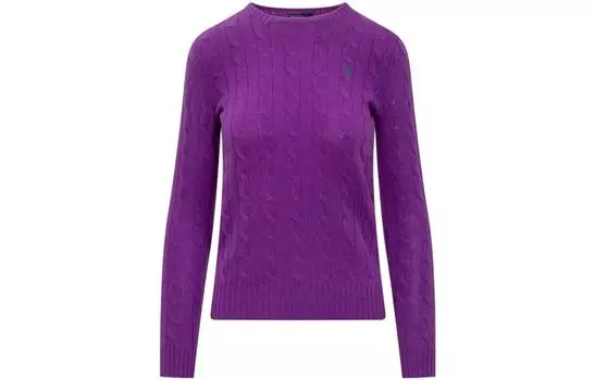 Джемпер с косами и вышивкой «Пони» Polo Ralph Lauren, фиолетовый