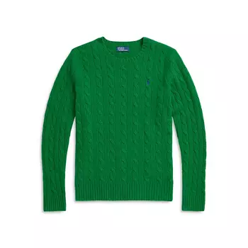 Джемпер с косами и вышивкой «Пони» Polo Ralph Lauren, зеленый