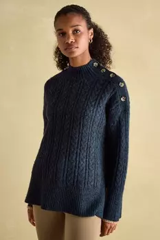 Джемпер с косой накладкой на плечо Betsy Button Joules, синий