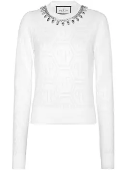 Джемпер с кристаллами Philipp Plein, белый