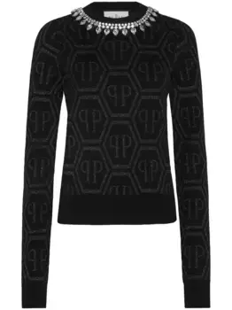 Джемпер с кристаллами Philipp Plein, черный