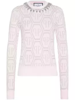Джемпер с кристаллами Philipp Plein, розовый