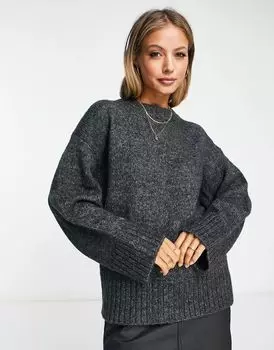 Джемпер с круглым вырезом ASOS из смесовой шерсти премиум-класса серого цвета