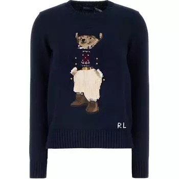 Джемпер с круглым вырезом Bear-Intarsia Polo Ralph Lauren, темно-синий