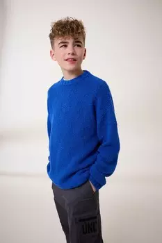 Джемпер с круглым вырезом букле (3–16 лет) Next, синий