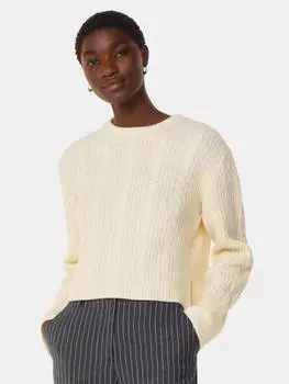 Джемпер с круглым вырезом и деталями из кабеля Whistles, слоновая кость