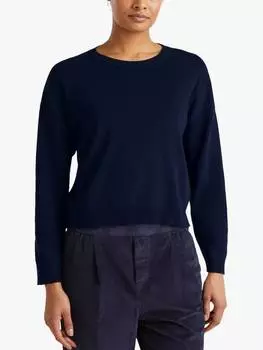 Джемпер с круглым вырезом и длинным рукавом Benetton, цвет Night Blue